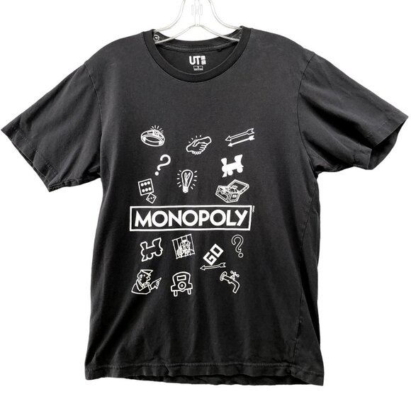 Uniqlo Other - Uniqlo T‎ Shirt Mens Small S Monopoly Graphic Black Cotton Short Sleeve Crewneck